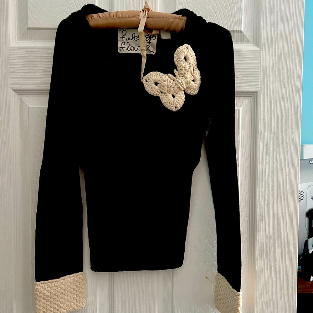 Anthropologie Black Butterfly Sweater
